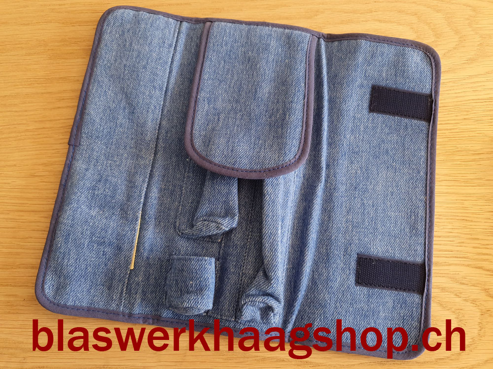 HUBER Amara Sopran Blockflöten Etui blauer Jeansstoff